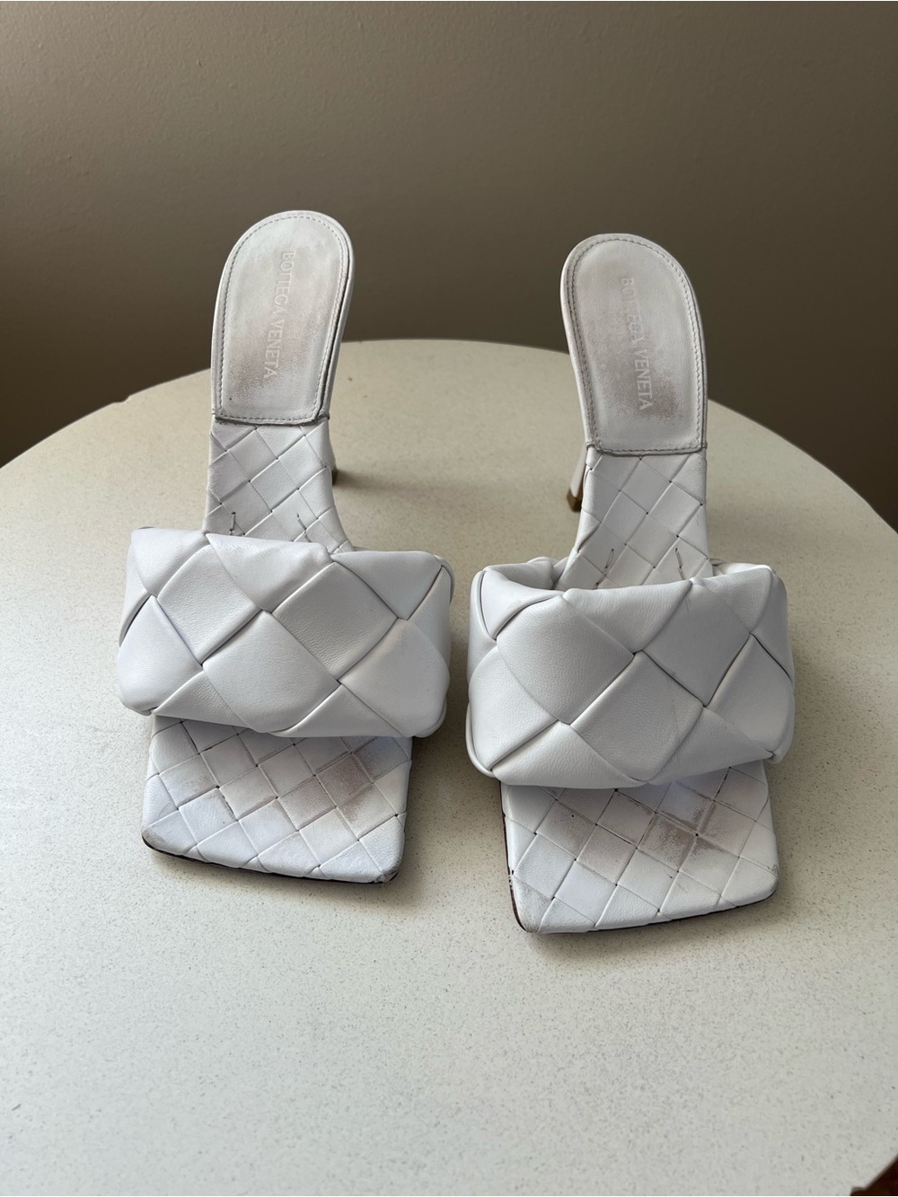 Bottega Veneta White Padded Intrecciato Slide Sandals